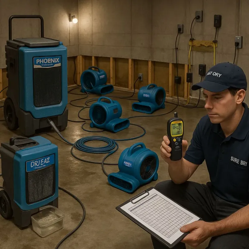 Structural Drying and Dehumidification process in Luling, TX